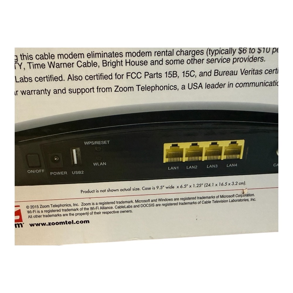 Zoom Cable Modem Router N-DOCSIS 3.0 Model 5354 Wireless - Picture 13 of 13
